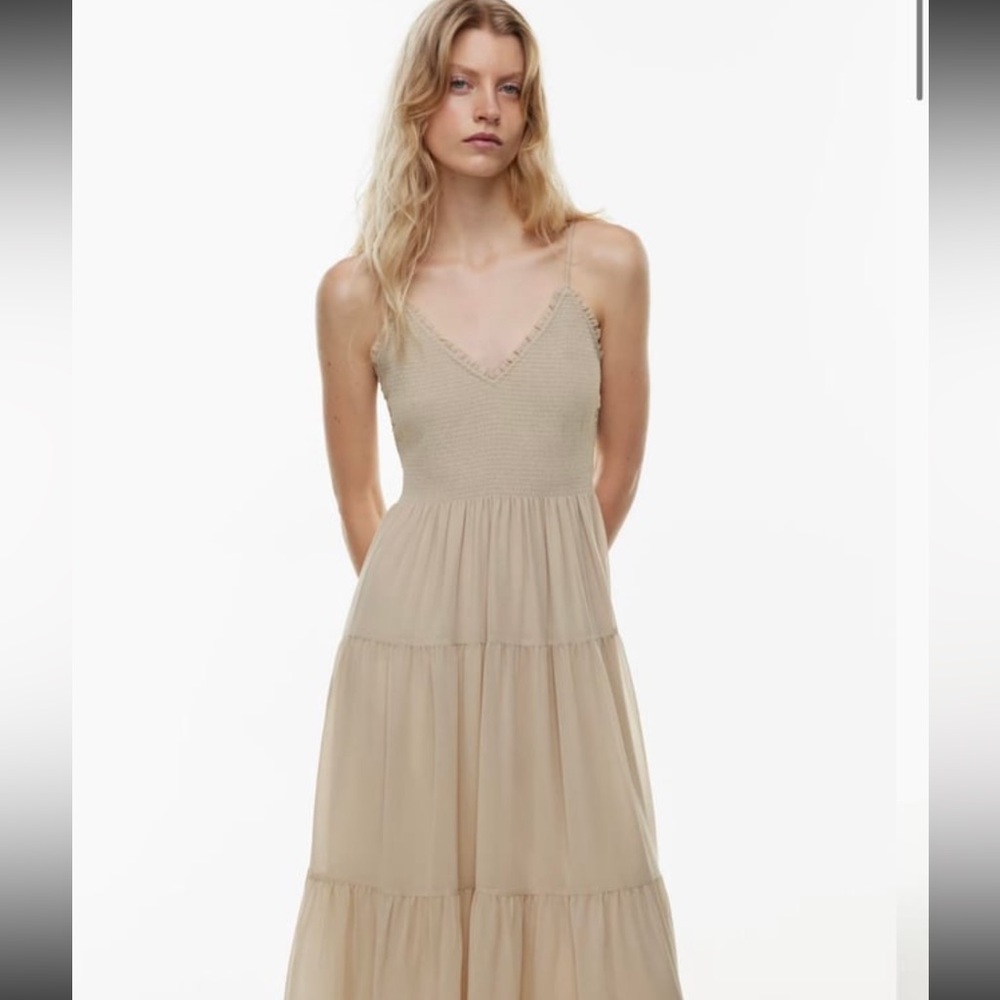 NWT Aritzia Wilfred Tuberose Midi Dress in Beige